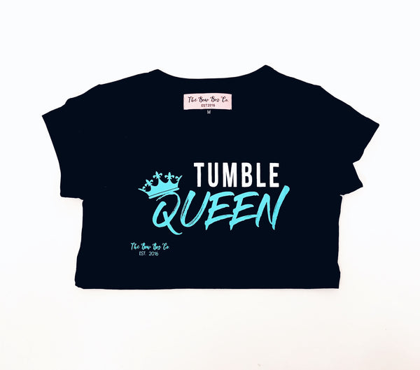 Queen Crop Teal and white